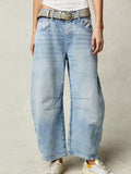 Women's Casual Simple Denim Cotton Pants