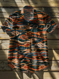Vintage Art Print Casual 100% Cotton Shirt