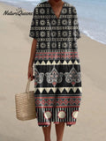Women's Retro Pattern Art Print Flowy Dress