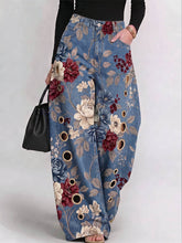 Women's Retro-print High-waisted Wide-leg Jeans