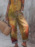 Women's Vintage Art Print Casual Jumpsuit