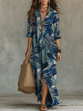 Artistic Floral Decorative Patterns Women's Long Sleeve Cotton Dress