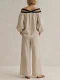 Women's Loose-fit Linen Off-shoulder Set