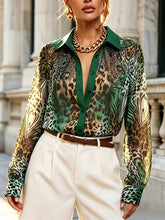 Women's Retro Fashion Leopard Art Print Casual Stylish Long Sleeve Shirt