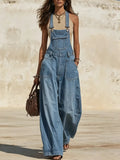 Women's Casual Wide-leg Denim Overalls
