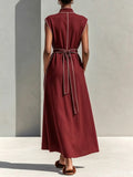 Women's Retro Line Decorative Cotton-linen Dress