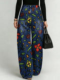 Fun Floral Decorative Patterns Women's Denim Pants