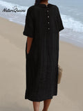 Women's Pocket Linen Dress(Convertible Dress With Front And Back Option)
