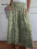 Women's Flower Print Cotton Wide Leg Pants