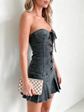 Women's Low-waist Strappy Bandeau Denim Dress