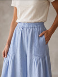 Cozy Casual Pleated Cotton-linen Wide-leg Pants