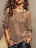Women's Solid Color Art Hollow Casual Stylish Sexy Knitted Top