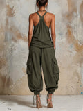 Casual & Cozy Linen-cotton Vest And Lantern Pants Two-piece Set