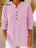 Women's Solid Color Crew Neck Long Sleeve Casual Loose Knit Pullover