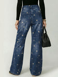 Retro Star Decorative Pattern Women's Casual Denim Pants