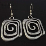 Exaggerated personality spiral hollowed out square earrings