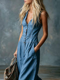 Women's Loose-fit Sleeveless Ethnic-style Jumpsuit