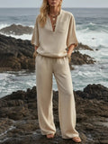 Women's Minimalist Relaxed Cotton-linen Set