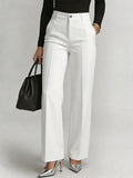 Women's High-waisted Elastic Straight-leg Suit Pants