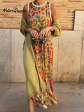 Women's Printed Satin Cardigan Dress Two-Piece Set