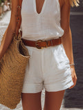 Women's Solid Color Art Casual Top And Pants Cotton Linen Two-piece Set