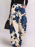 Women's Abstract Print High-waisted Wide-leg Jeans