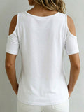 Women's Short-sleeve Off-shoulder Crew-neck Top