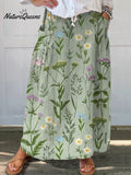 Enriched Spring Field Repeat Pattern Printed Women's Linen Pocket Skirt