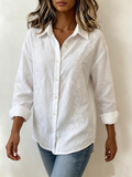 Vintage Floral Bouquet Embroidered Cotton-linen Blouse
