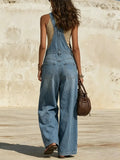 Women's Casual Wide-leg Denim Overalls