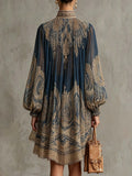 Women's Bohemian-print Chiffon High-neck Dress