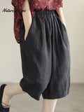 Women's Retro Solid Color Loose Summer Cotton And Linen Casual Pants