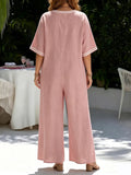 Women's Solid-Color Wide-Leg Jumpsuit