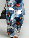 Women's Vintage Flower Print Casual Fashion Cutout Jeans