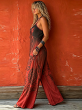 Bohemian-style Strappy Stretchy Jumpsuit