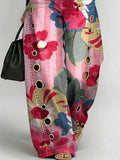 Women's Vintage Flower Print Casual Fashion Cutout Jeans