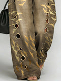 Women's Retro Print Casual Fashion Cutout Jeans