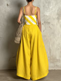 Women's Striped Art Stylish Casual Top And Pants Cotton Linen Two-piece Set