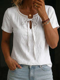 Women's Crew Neck Short-sleeve Tie Detail T-shirt