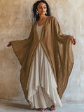 Loose And Comfortable Linen-cotton Two-piece Set: Cardigan And Sleeveless Dress