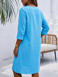 Cozy Ruffled-collar Cotton-linen Midi Dress