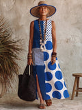 Artistic Polka Dot & Stripe Cotton-linen Dress