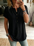 Women's Button Casual Short-sleeve T-shirt