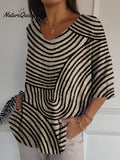 Women's Retro Geometric Art Round Line Print Casual Pullover Knit