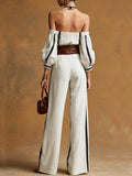 Bohemian Halter Top + Wide-leg Pants Set