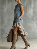 Women's V-neck Sleeveless Paneled Dress