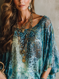 Sexy Artistic Leopard Print Chiffon Top