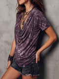 Boho Sexy Tie-dye Cowl-neck Cotton Shirt