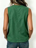 Women's Casual Loose-fit Fashion Solid-color Sleeveless V-neck Pullover Shirt