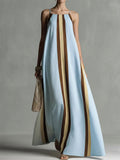 Women's Blue Striped Spaghetti-strap Dress